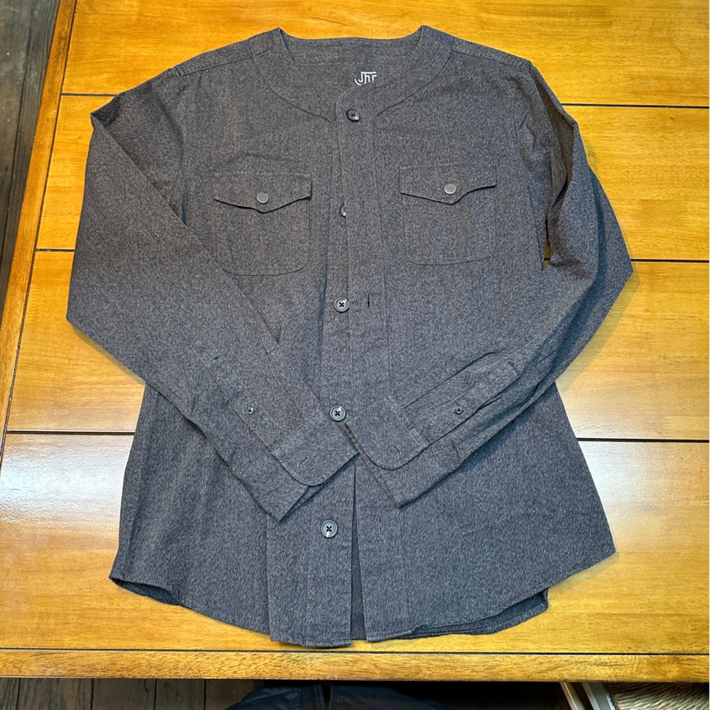 Men's Dark Gray Button-Up Shirt Jacket